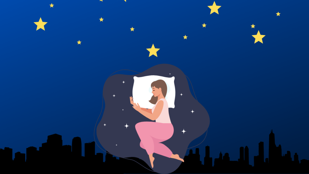 夜空と眠る女性のイラスト