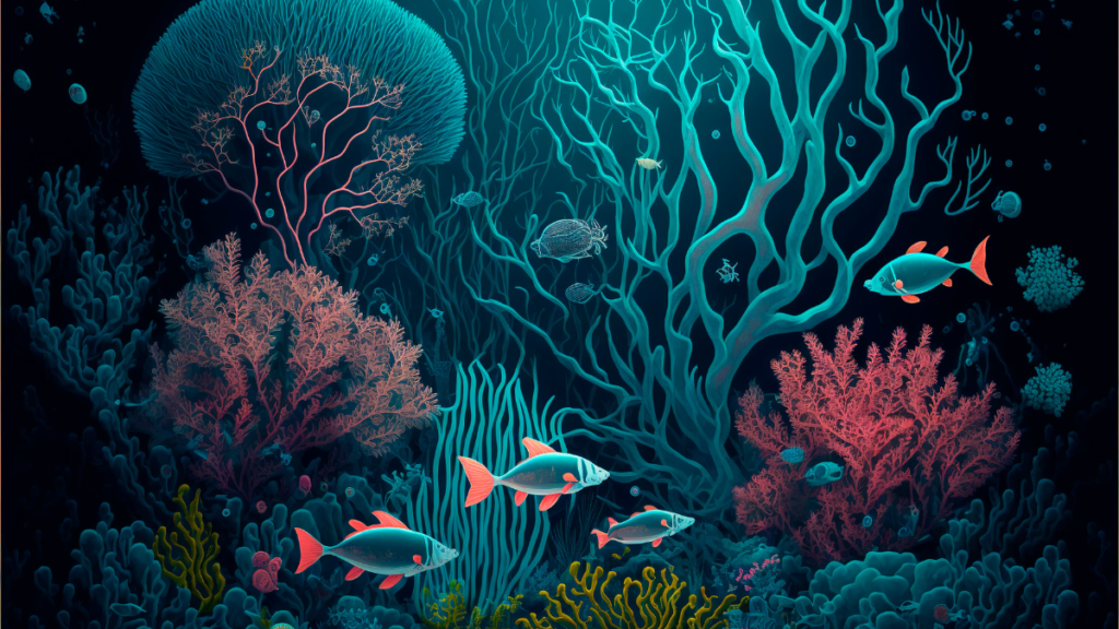デジタルアート　珊瑚礁の海中