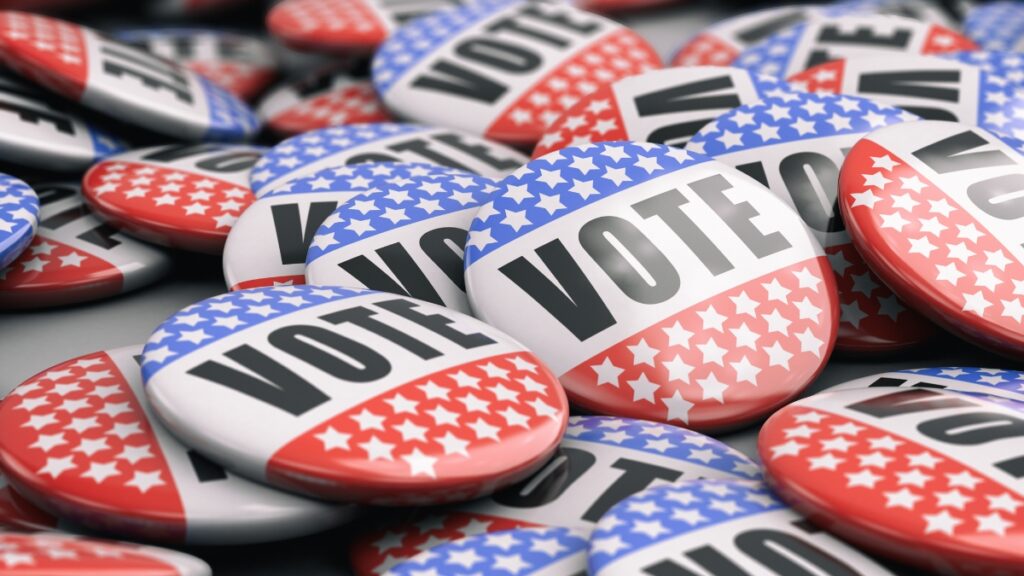 アメリカ大統領選の缶バッチ
