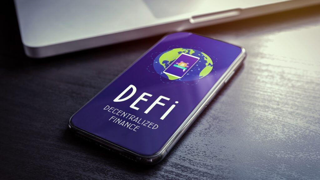 スマホの画面にDeFiの文字