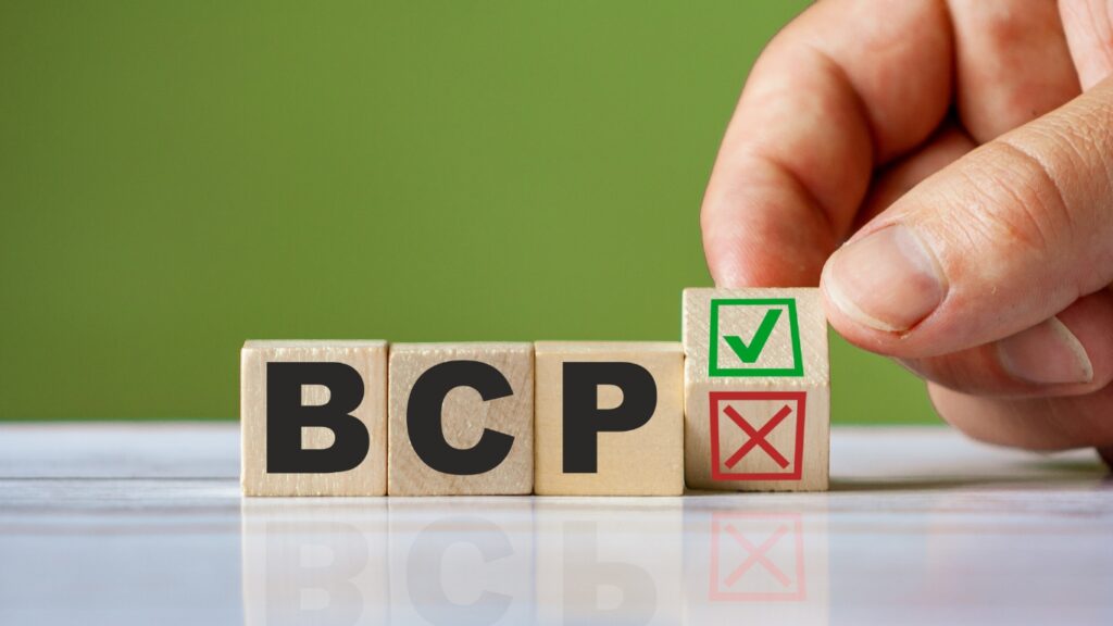 BCPのイメージ　木のブロックに文字