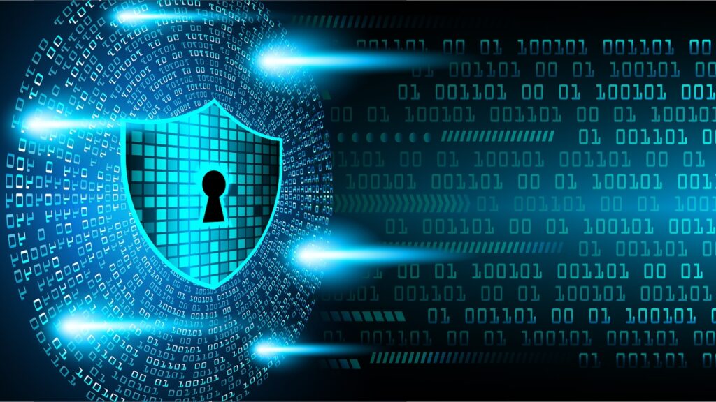 デジタルサイバーセキュリティコンセプトの閉じた南京錠