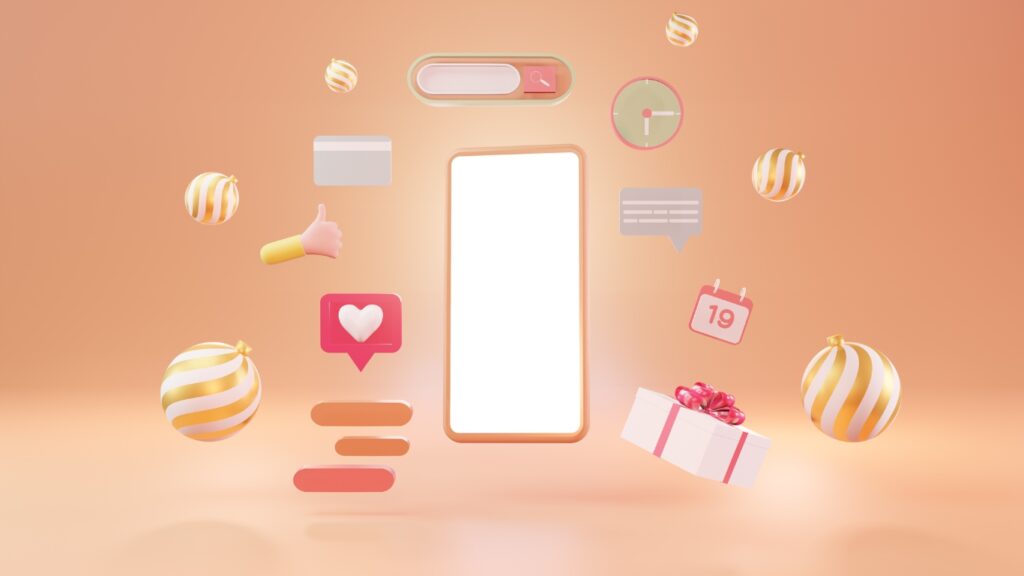 カラフルなスマートフォングラフィックとソーシャルメディアアイコン