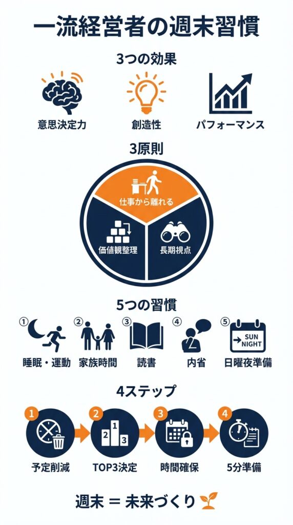 一流経営者の週末の過ごし方インフォグラフィック