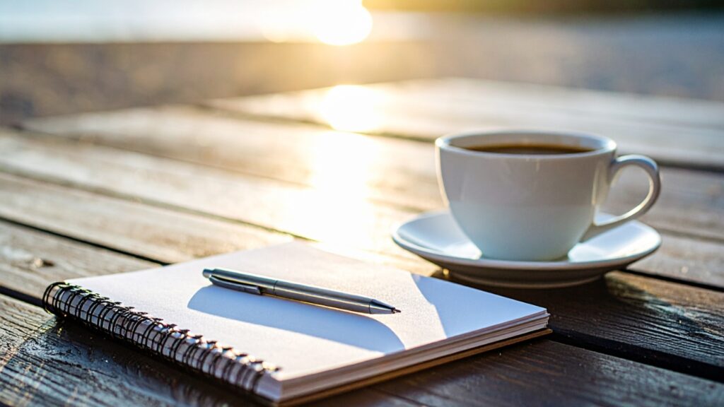 ノートとペンとコーヒー