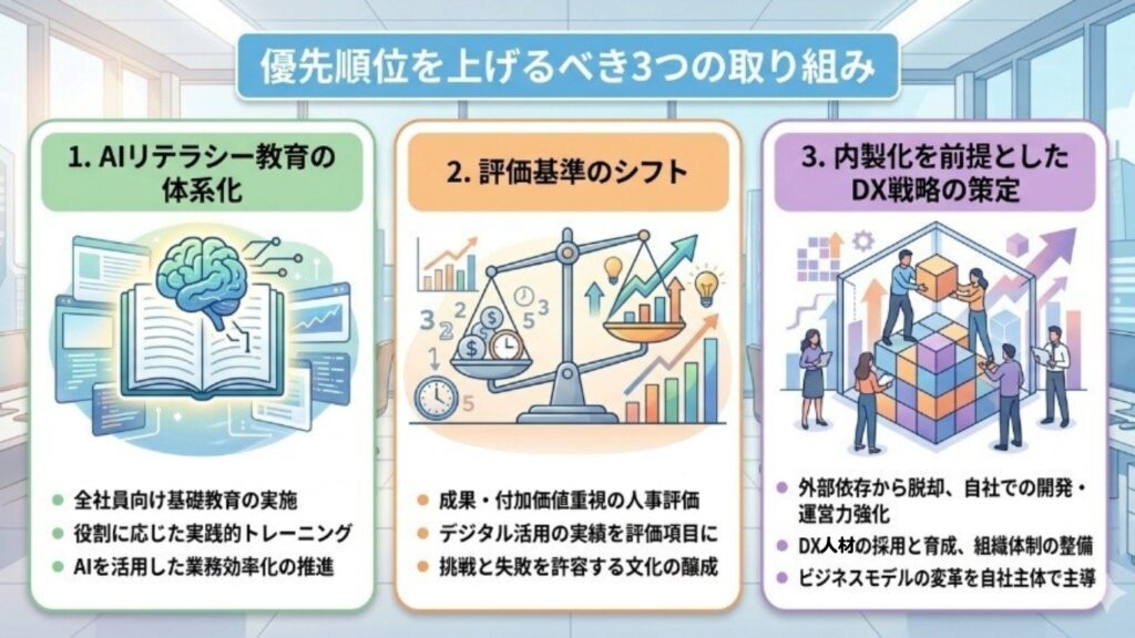 優先順位を上げるべき3つの取り組み