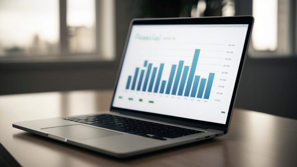 棒グラフが表示されているPC