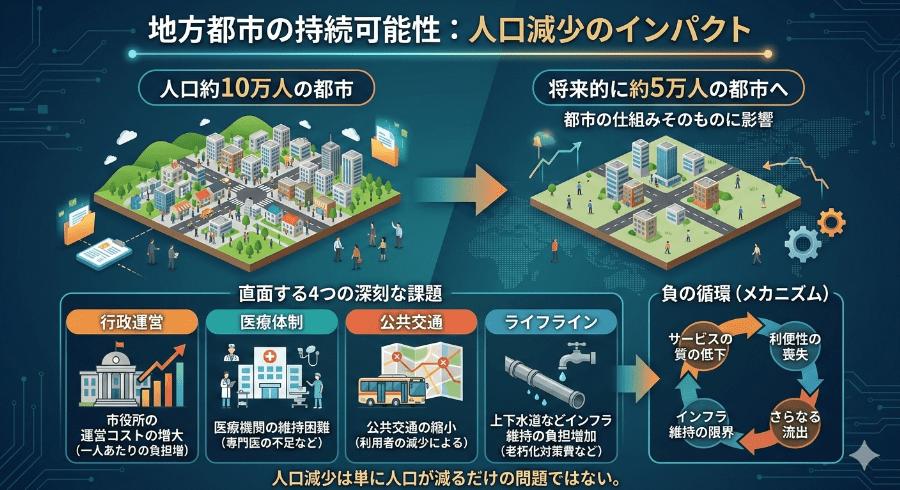 地方都市の持続可能性のインフォグラフィック